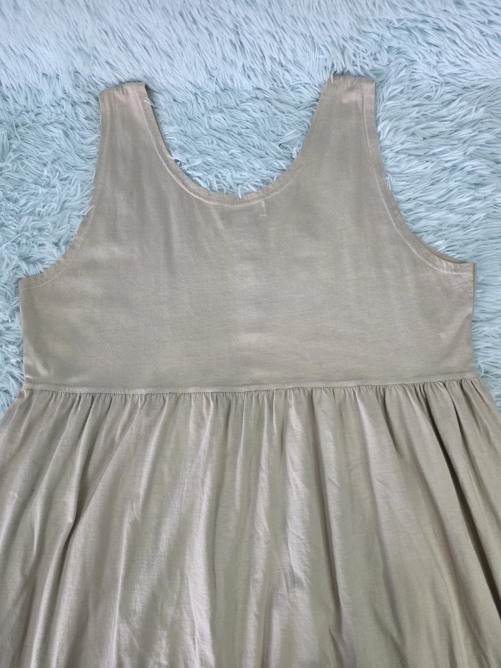 Pierre Cardin‎ Vintage Tan Cotton Sleeveless Maxi Dress with Pockets - Size L